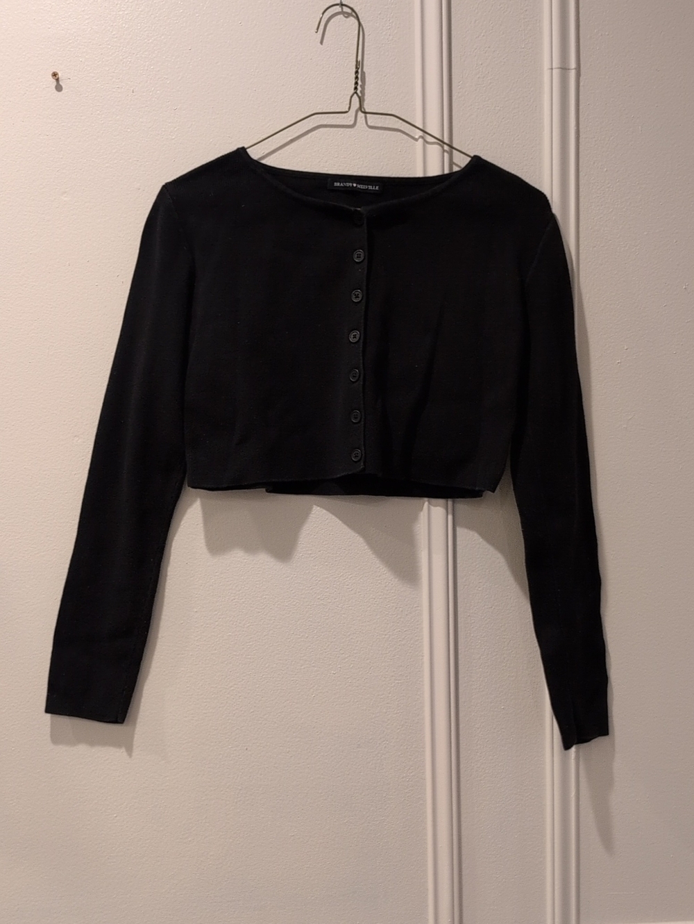 Brandy Melville Black Cropped Button-Up Cardigan